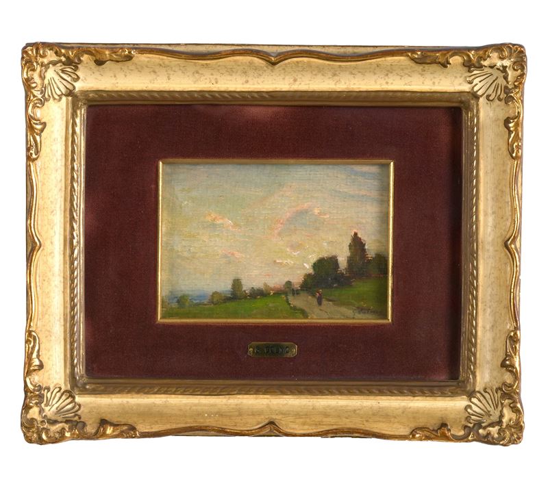 Giovanni Colmo : Paesaggio agreste  - Olio - Asta Antiquariato - Cambi Casa d'Aste