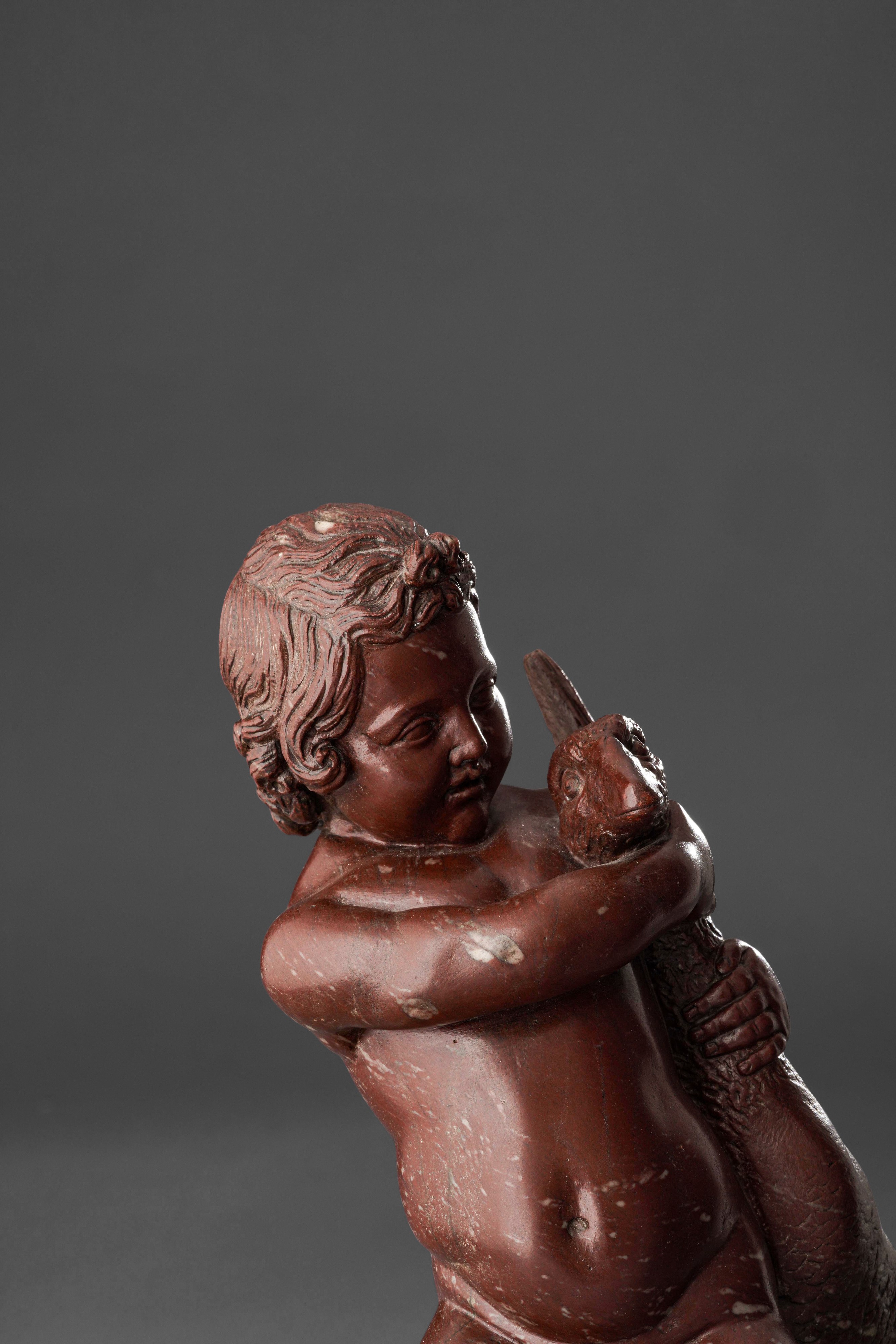 Strangolatore di oche, marmo rosso antico, serpentino e bronzo fuso e dorato (Roma, XVIII-XIX sec...