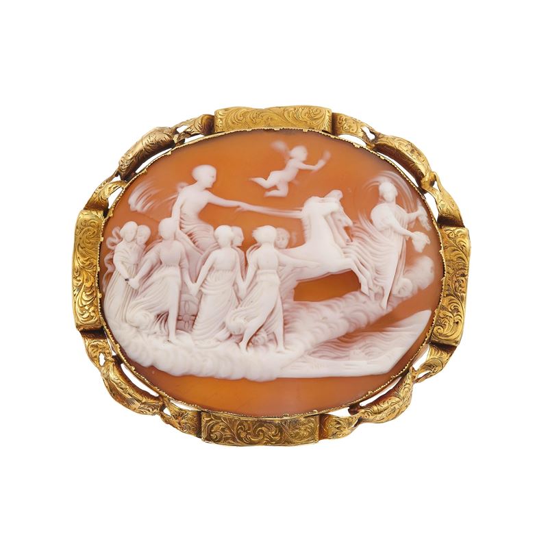 Shell cameo and gold brooch  - Auction Fine Jewellery - Cambi Casa d'Aste