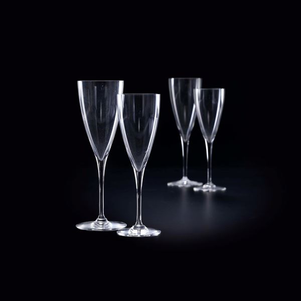 Servizio di calici "Dom Pérignon". Francia, Manifattura Baccarat, seconda metà del XX secolo.