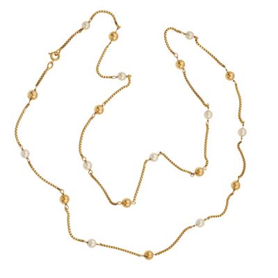 Sautoir in oro giallo 750/1000 con piccole perle