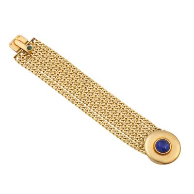 Bracciale multifilo in oro giallo 750/1000 con lapislazzuli