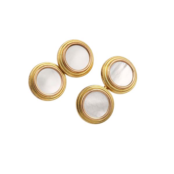 Pair of mother-of-pearl and gold cufflinks