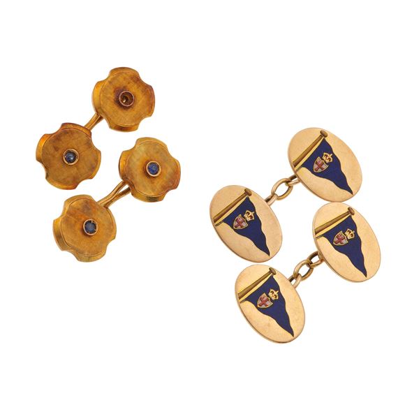 Two pairs of gold cufflinks