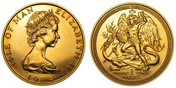 ISOLA DI MAN. ELIZABETH II, 1953-2022. Angel 1984.