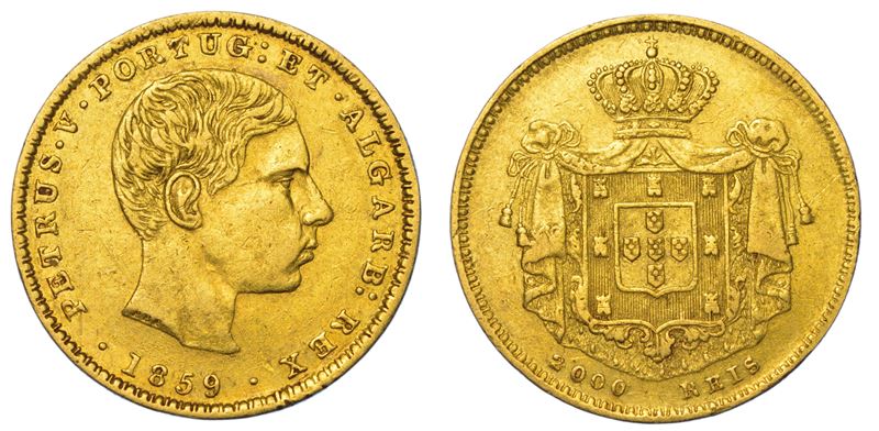 PORTOGALLO. PEDRO V, 1853-1861. 2000 Reis 1859.  - Asta Numismatica Light - Cambi Casa d'Aste
