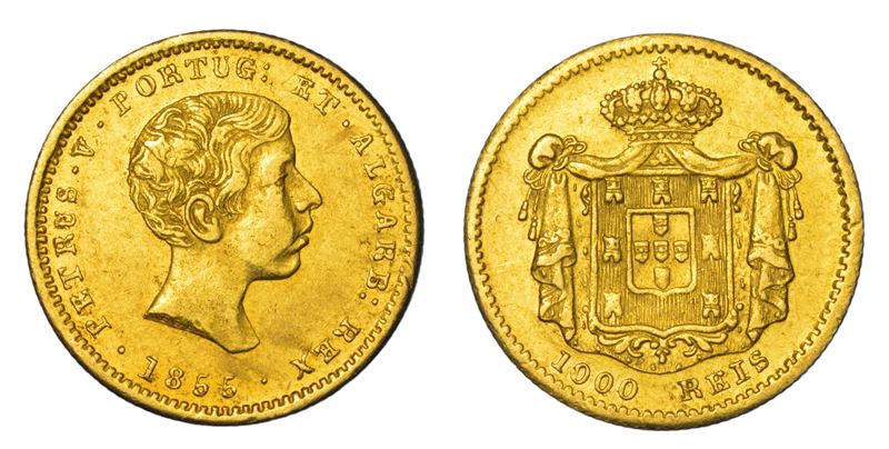 PORTOGALLO. PEDRO V, 1853-1861. 1000 Reis 1855.  - Auction Light Numismatics - Cambi Casa d'Aste