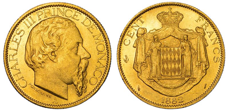 MONACO. CHARLES III, 1856-1889. 100 Francs 1882.  - Auction Light Numismatics - Cambi Casa d'Aste