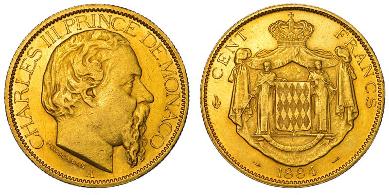MONACO. CHARLES III, 1856-1889. 100 Francs 1884.  - Auction Light Numismatics - Cambi Casa d'Aste