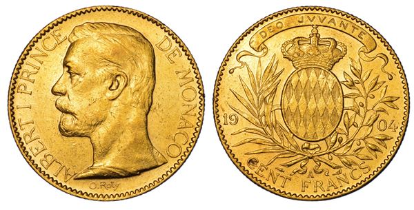 MONACO. ALBERT I, 1889-1922. 100 Francs 1904.