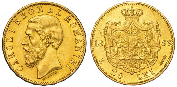 ROMANIA. CAROL I, 1866-1914. 20 Lei 1883.