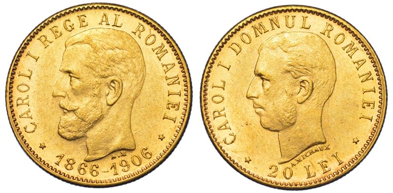 ROMANIA. CAROL I, 1866-1914. 20 Lei 1906. 40° anniversario di regno.  - Asta Numismatica Light - Cambi Casa d'Aste