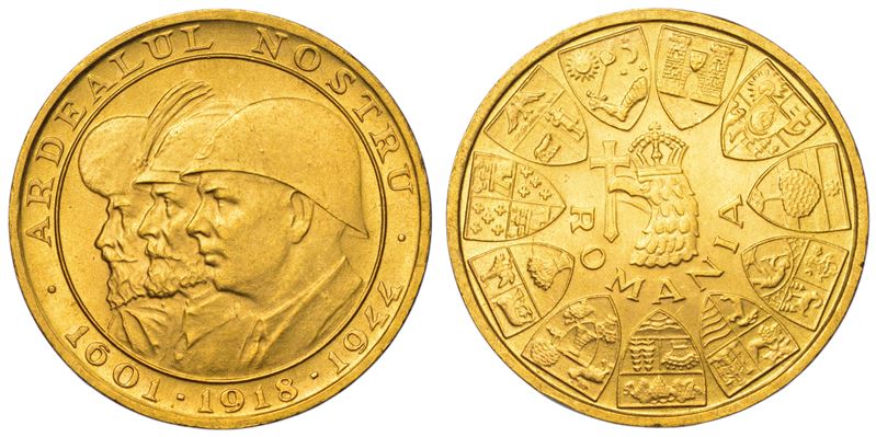 ROMANIA, MIHAI I, 1940-1947. Lei 1944. Bucarest. Commemorazione della liberazione nell'ottobre 1944 della Transilvania settentrionale.  - Auction Light Numismatics - Cambi Casa d'Aste
