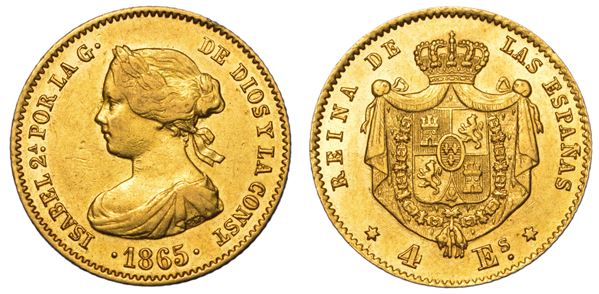 SPAGNA. ISABEL II, 1833-1868. 4 Escudos 1865.