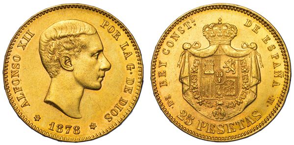 SPAGNA. ALFONSO XII, 1874-1885. 25 Pesetas 1878.
