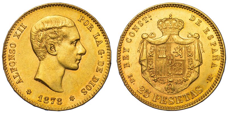 SPAGNA. ALFONSO XII, 1874-1885. 25 Pesetas 1878.  - Asta Numismatica Light - Cambi Casa d'Aste