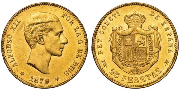 SPAGNA. ALFONSO XII, 1874-1885. 25 Pesetas 1879.