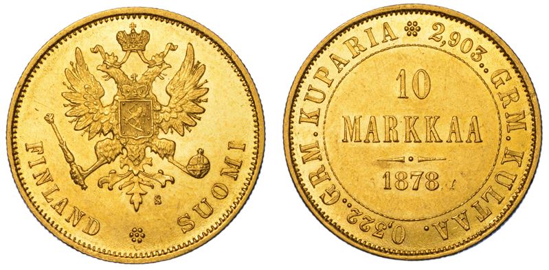FINLANDIA - OCCUPAZIONE RUSSA. ALEKSANDR II, 1855-1881. 10 Markkaa 1878.  - Auction Light Numismatics - Cambi Casa d'Aste