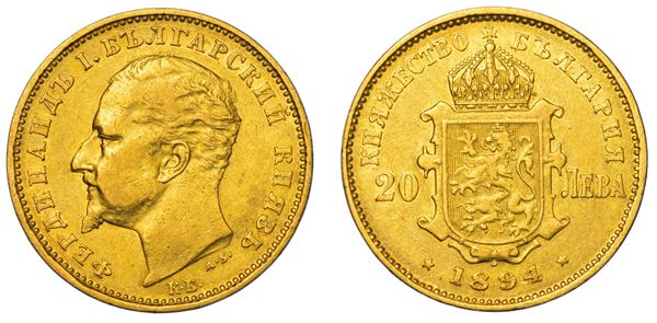 BULGARIA. FERDINAND I, 1887-1908. 20 Leva 1894.
