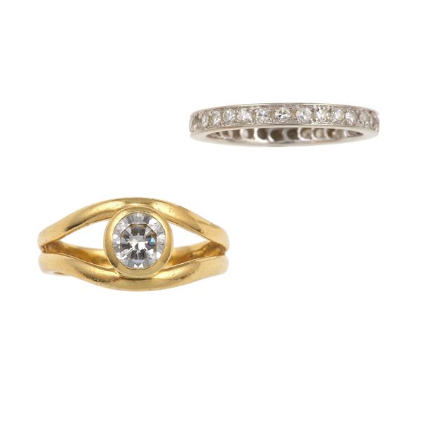 Two diamond and gold rings