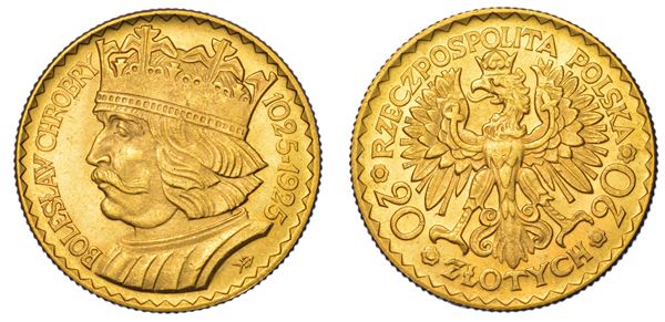 POLONIA. REPUBBLICA, 1919-1939. 20 Zlotych 1925. Commemorazione del 900° anniversario della fondazione della Polonia.