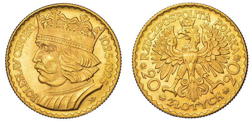 POLONIA. REPUBBLICA, 1919-1939. 20 Zlotych 1925. Commemorazione del 900° anniversario della fondazione della Polonia.  - Asta Numismatica Light - Cambi Casa d'Aste