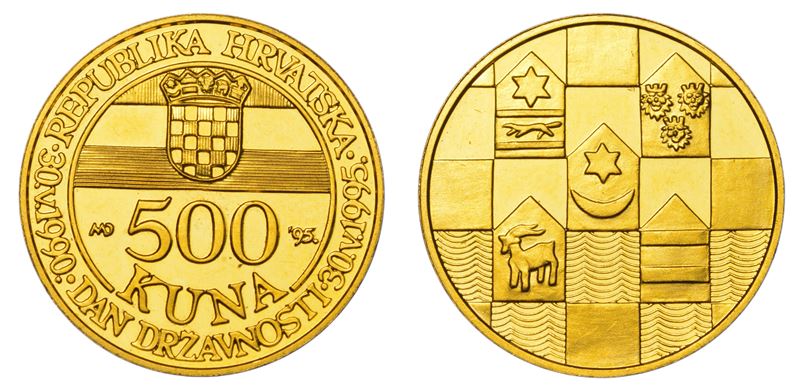 CROAZIA. REPUBBLICA. 500 Kuna 1995.  - Auction Light Numismatics - Cambi Casa d'Aste
