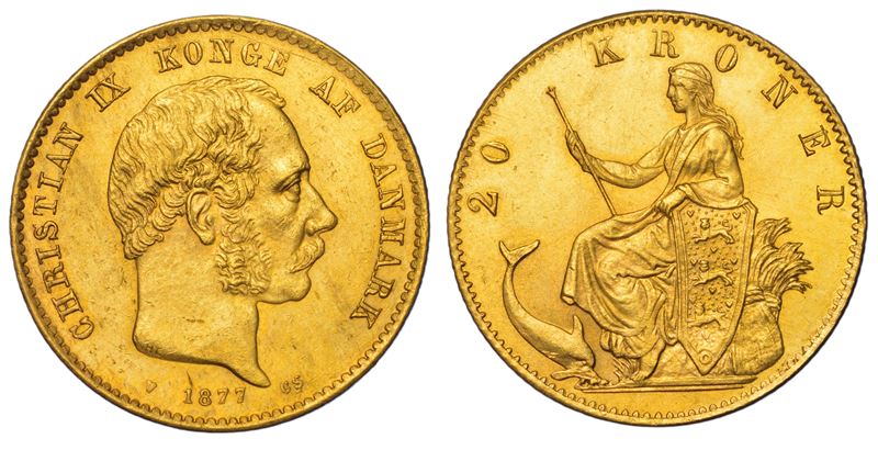 DANIMARCA. CHRISTIAN IX, 1863-1906. 20 Kroner 1877.  - Auction Light Numismatics - Cambi Casa d'Aste