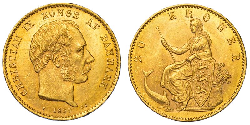 DANIMARCA. CHRISTIAN IX, 1863-1906. 20 Kroner 1890.  - Asta Numismatica Light - Cambi Casa d'Aste