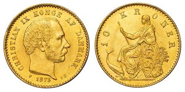 DANIMARCA. CHRISTIAN IX, 1863-1906. 10 Kroner 1873.