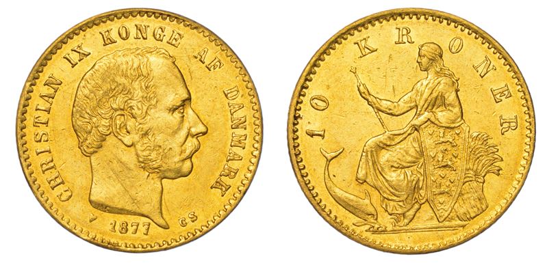 DANIMARCA. CHRISTIAN IX, 1863-1906. 10 Kroner 1877.  - Auction Light Numismatics - Cambi Casa d'Aste
