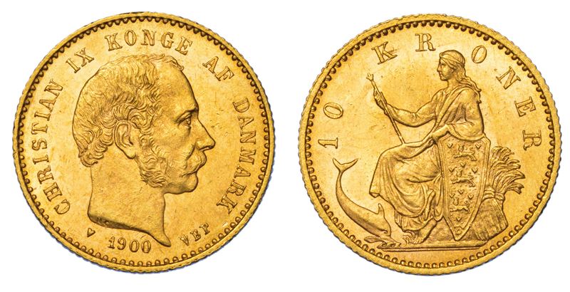 DANIMARCA. CHRISTIAN IX, 1863-1906. 10 Kroner 1900.  - Asta Numismatica Light - Cambi Casa d'Aste