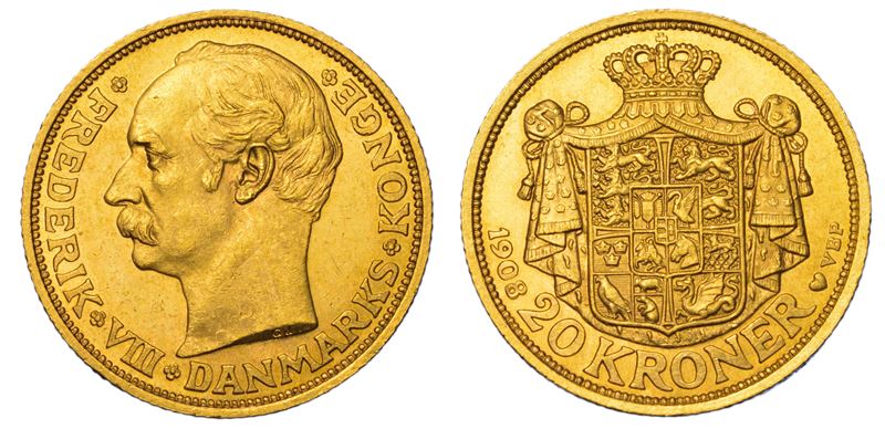 DANIMARCA. FREDERIK VIII, 1906-1912. 20 Kroner 1908.  - Auction Light Numismatics - Cambi Casa d'Aste