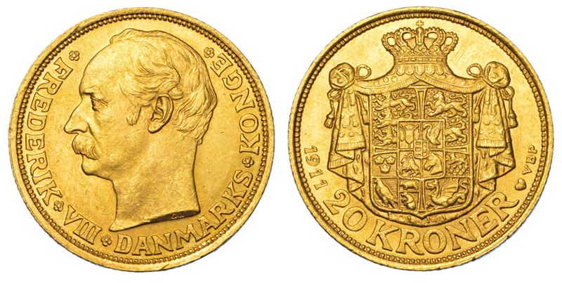 DANIMARCA. FREDERIK VIII, 1906-1912. 20 Kroner 1911.  - Auction Light Numismatics - Cambi Casa d'Aste