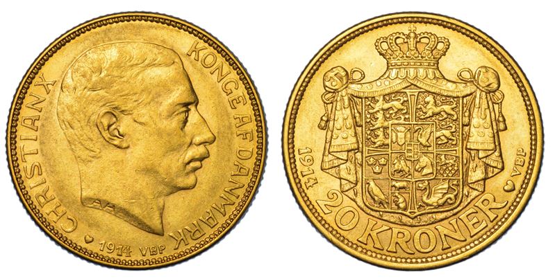 DANIMARCA. CHRISTIAN X, 1912-1947. 20 Kroner 1914.  - Auction Light Numismatics - Cambi Casa d'Aste