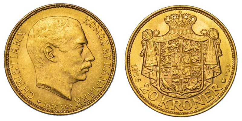 DANIMARCA. CHRISTIAN X, 1912-1947. 20 Kroner 1916.  - Auction Light Numismatics - Cambi Casa d'Aste
