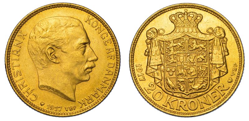 DANIMARCA. CHRISTIAN X, 1912-1947. 20 Kroner 1917.  - Auction Light Numismatics - Cambi Casa d'Aste