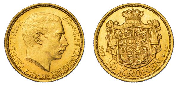 DANIMARCA. CHRISTIAN X, 1912-1947. 10 Kroner 1913.
