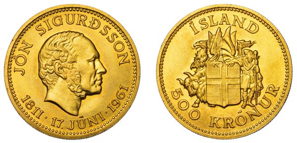 ISLANDA. REPUBBLICA. 500 Kronur 1961.