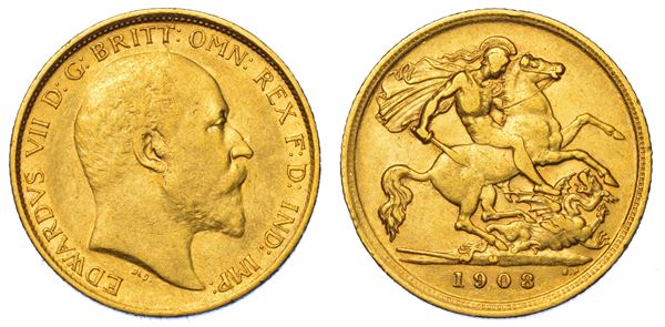 AUSTRALIA. EDWARD VII, 1902-1910. Half Sovereign 1908. Melbourne.