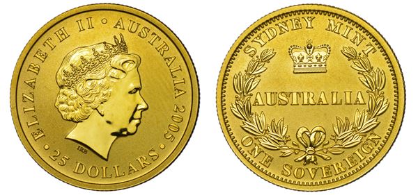 AUSTRALIA. ELIZABETH II, 1953-2022. 25 Dollars 2005.