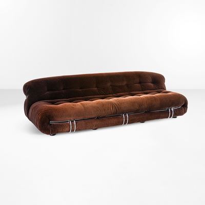 Divano modello Soriana, legno e tubolare cromato, circa 1970