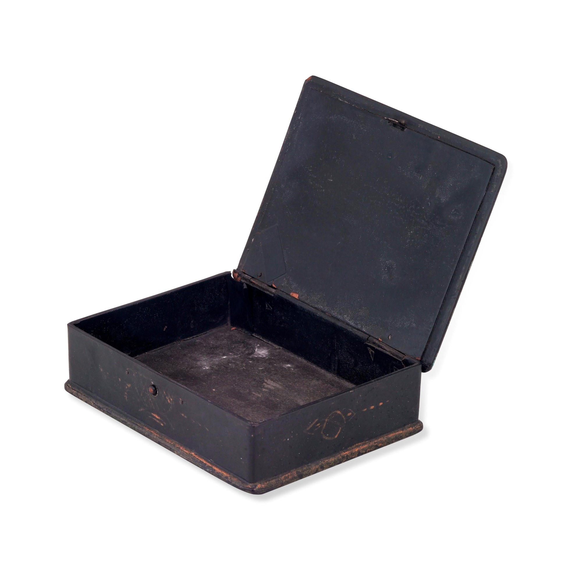 Scatola in legno con velieri dipinti, 16,5 x 12,5 x 4 cm