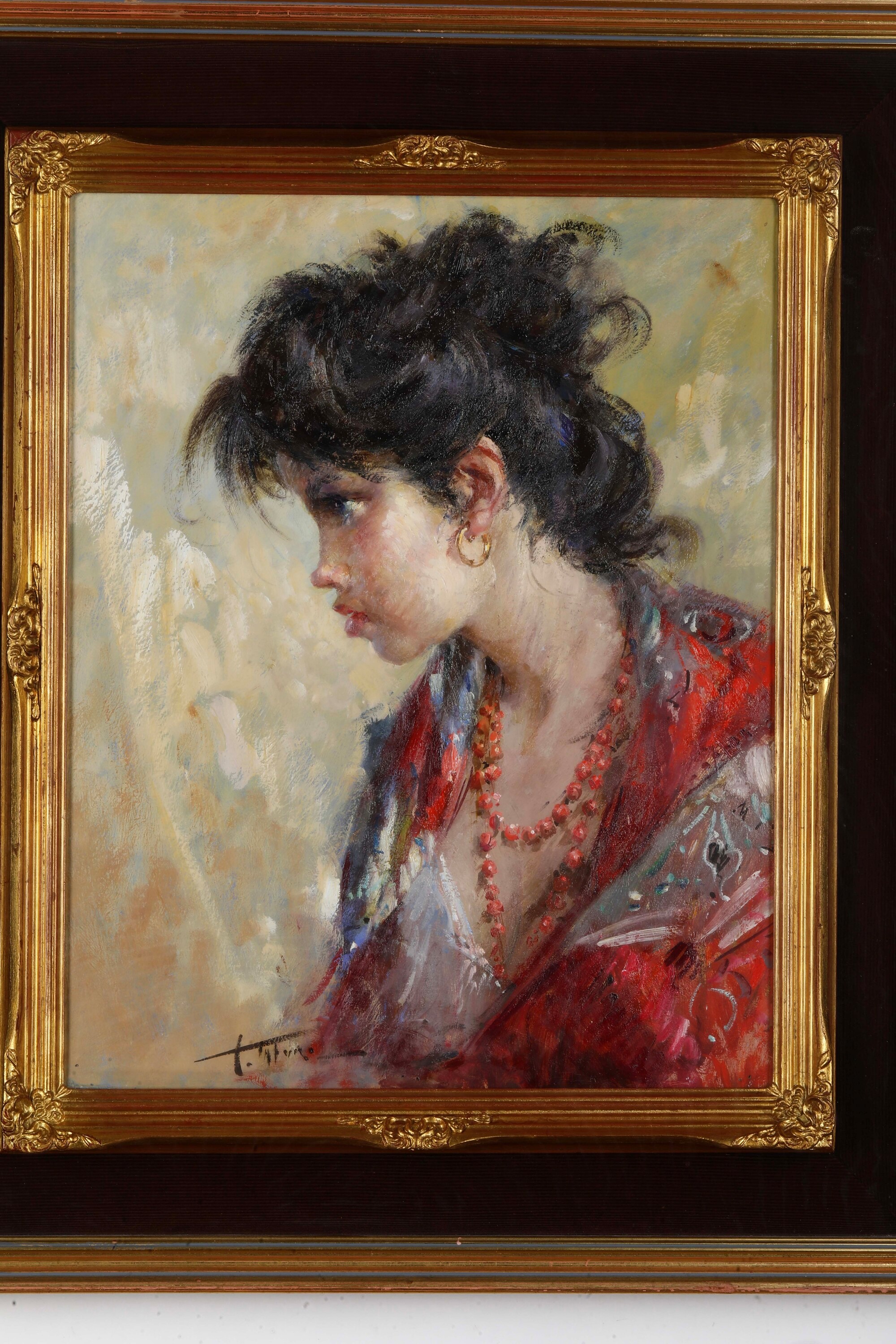 Clemente Tafuri - Ritratto femminile, olio su tela