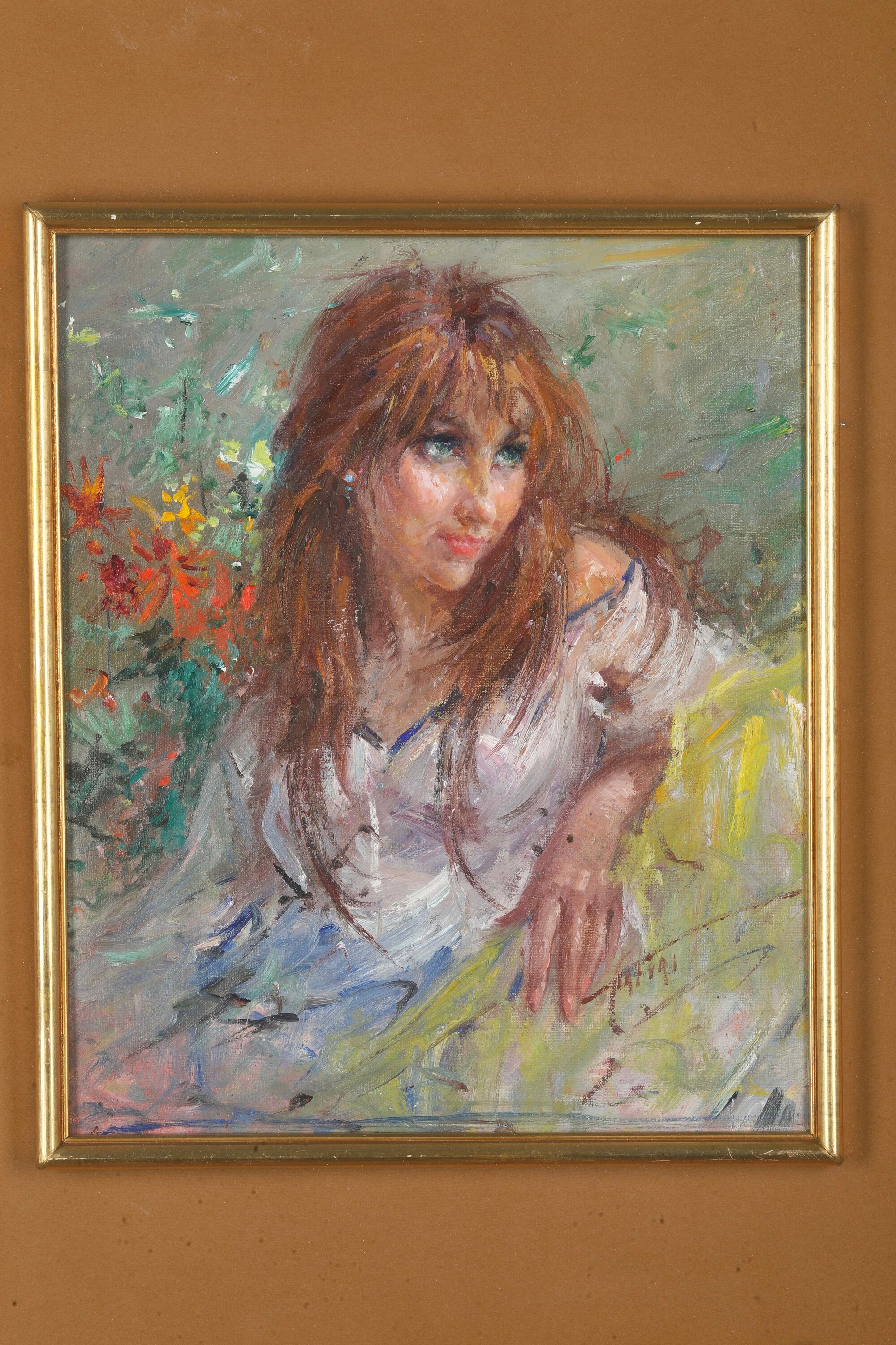 Clemente Tafuri - Ritratto femminile, olio su tela