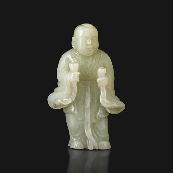 White jade figure of a sage, China, Qing Dynasty, 19th century.