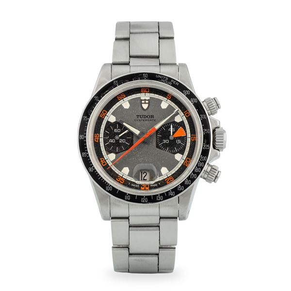Tudor - Montecarlo ref. 7031/0 "Home Plate" in acciaio, quadrante grigio con contatori neri, minuteria bianca e datario al sei, circa 1971