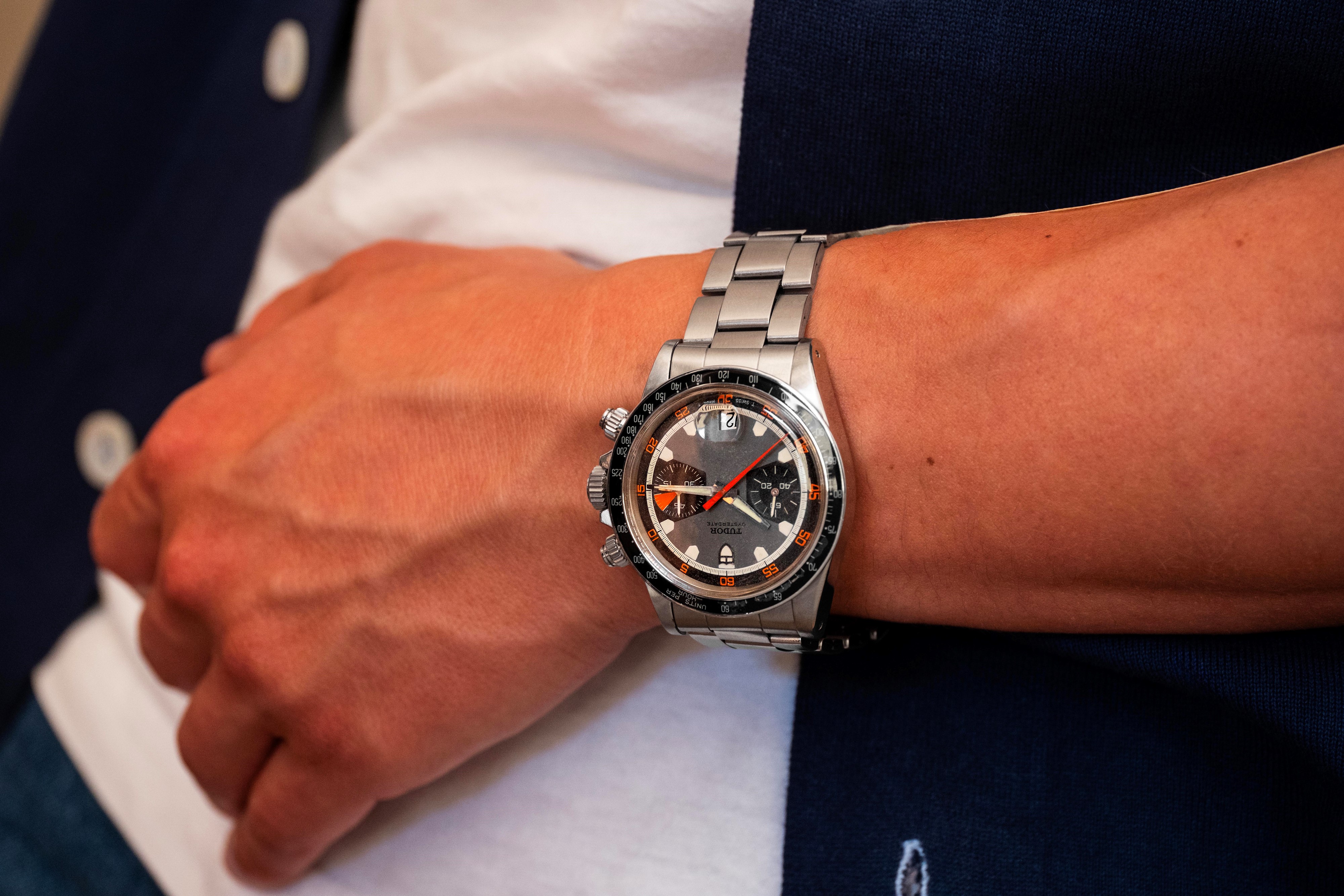 Tudor - Montecarlo ref. 7031/0 “Home Plate”, cronografo in acciaio con quadrante grigio e Valjoux...