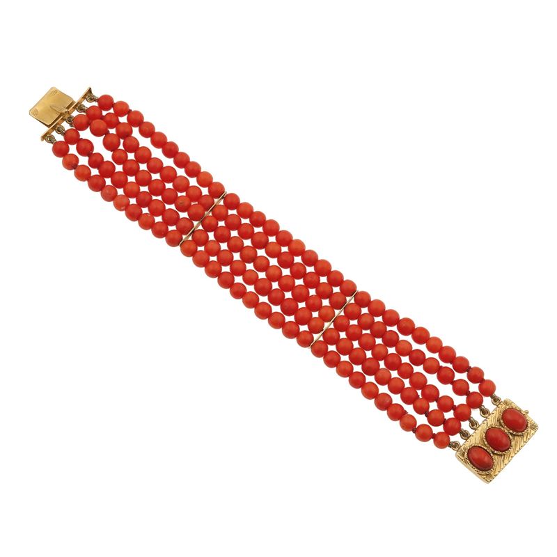 Coral and gold bracelet  - Auction Fine Jewellery - Cambi Casa d'Aste