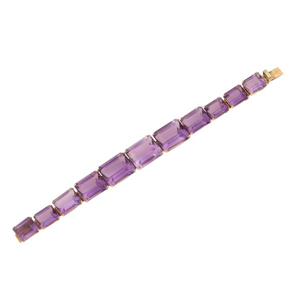 Amethyst and gold bracelet
